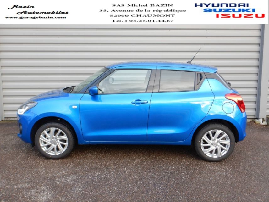 52000 : Hyundai Chaumont - Garage Michel Bazin - SUZUKI Swift - Swift - Speedy Blue métallisé - Transmission intégrale - Essence/Micro-Hybride