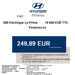 83130 : Hyundai Toulon - Autodif SAS - Groupe BALDASSARI - FIAT 500e CABRIOLET MY22 SERIE 1 STEP 1 La Prima - 500 III - ROSE GOLD - Automate à fonct. Continu - Courant électrique