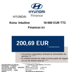 83130 : Hyundai Toulon - Autodif SAS - Groupe BALDASSARI - HYUNDAI KONA ELECTRIC Intuitive - KONA ELECTRIQUE - NOIR - Automate à fonct. Continu - Courant électrique